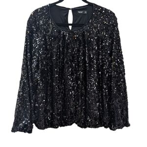 Black Sequin Blouson Blouse. Simply Vera Vera Wang XXL